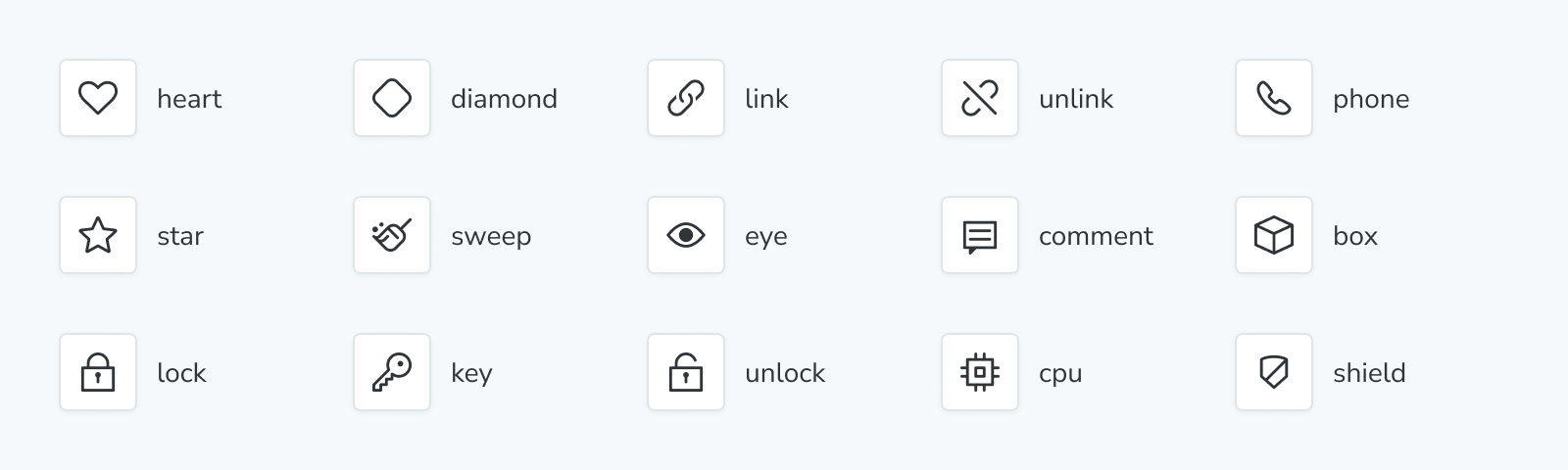 Screenshot of IconGallery and IconItem blocks