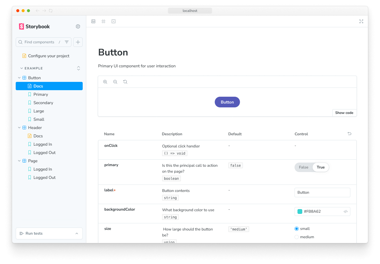 Storybook keyboard shortcuts examples