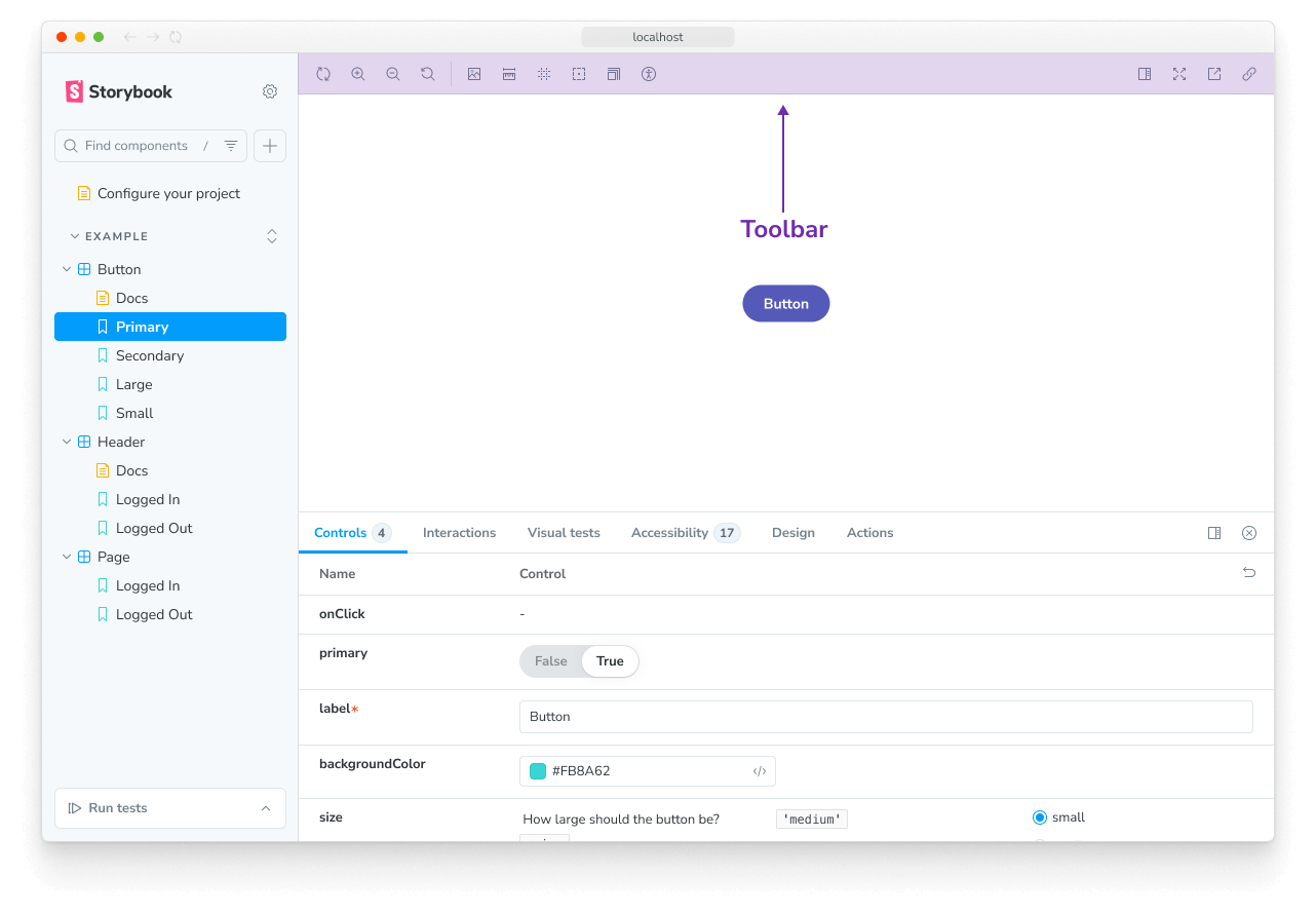 Storybook toolbar addon